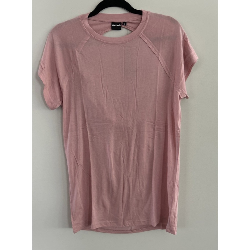 WOMENS MONO B SS PINK T-SHIRT WITH DRAPED BACK SUPEER SOFT SIZE L CL79